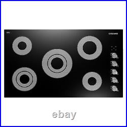 36 Inch Electric Ceramic Glass Cooktop 5 Surface Burners, Knobs (OPEN BOX)