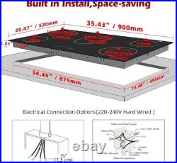 36 Inch Electric Cooktop 5 Burners, 220240V, Built in Electric Stove Top, 8400W