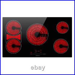 36 Inch Electric Cooktop 5 Burners, 9200W Built-In Electric Stove Top 220 240V