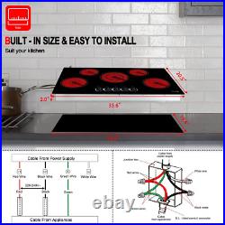 36 Inch Electric Cooktop, GASLAND Chef CH90BS Ceramic Cooktop, Built-In 5 Burner