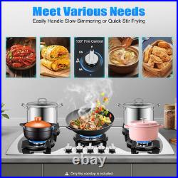 36 Inch Gas Cooktop, 5 Burner Built-In Stainless Steel Gas Stove Top LPG/NG Conv