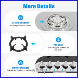 36 Inch Gas Cooktop, 5 Burner Built-In Stainless Steel Gas Stove Top LPG/NG Conv