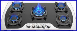36 Inch Gas Cooktop, 5 Burner Built-In Stainless Steel Gas Stove Top LPG/NG Conv