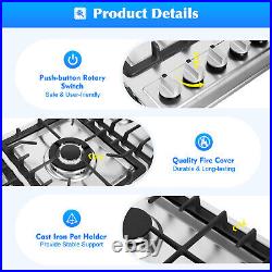 36 Inch Gas Cooktop 5 Burner Gas Stove Top Built-in Stainless Steel Gas Hob