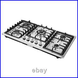 36 Inch Gas Cooktop 5 Burner Gas Stove Top Built-in Stainless Steel Gas Hob