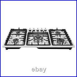 36 Inch Gas Cooktop 5 Burner Gas Stove Top Built-in Stainless Steel Gas Hob