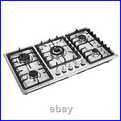 36 Inch Gas Cooktop 5 Burner Gas Stove Top Built-in Stainless Steel Gas Hob