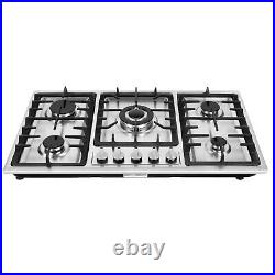 36 Inch Gas Cooktop 5 Burner Gas Stove Top Built-in Stainless Steel Gas Hob