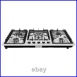 36 Inch Gas Cooktop 5 Burner Gas Stove Top Built-in Stainless Steel Gas Hob