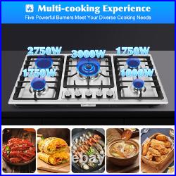 36 Inch Gas Cooktop 5 Burners Gas Stove Top Built-in Stainless Steel Gas Hob