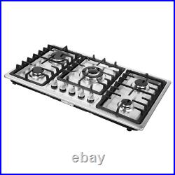 36 Inch Gas Cooktop 5 Burners Gas Stove Top Built-in Stainless Steel Gas Hob
