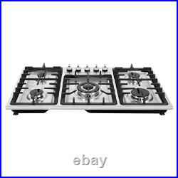 36 Inch Gas Cooktop 5 Burners Gas Stove Top Built-in Stainless Steel Gas Hob
