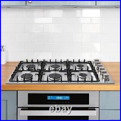 36 Inch Gas Cooktop 6 Sealed Burners, Metal Knobs, Stainless Steel (open Box)