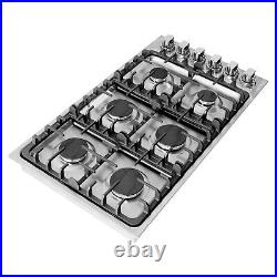 36 Inch Gas Cooktop (OPEN BOX) 6 Sealed Burners, Metal Knobs, Stainless Steel