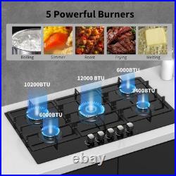 36 Inch Gas Cooktop Propane Stove 5 Burner Built-in Gas Stove Top NG/LPG 110V