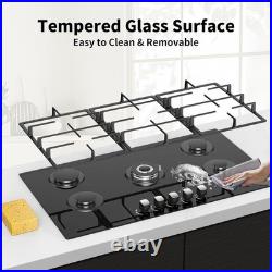 36 Inch Gas Cooktop Propane Stove 5 Burner Built-in Gas Stove Top NG/LPG 110V