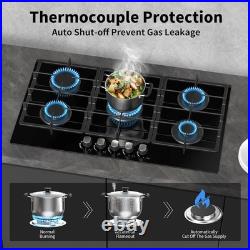 36 Inch Gas Cooktop Propane Stove 5 Burner Built-in Gas Stove Top NG/LPG 110V