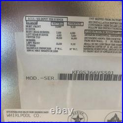 36 Inch KitchenAid 5 Burner Gas Cooktop Drop In Stainless Steel KFGS366VSS01 36 Inch KitchenAid 5 Burner Gas Cooktop Drop In Stainless Steel KFGS366VSS01