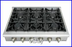 36-Inch Pro Stainless Steel Gas Range Top Stove 6 Burner Kitchen Cooker Cooktop