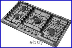 36 Inch Stainless Steel Gas Cooktop with 5 Italy Sabaf Burners & Safety Feature
