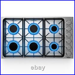 36 Inches Gas Cooktop NG/LP Convertible Gas Range Top with 6 Sealed Burners