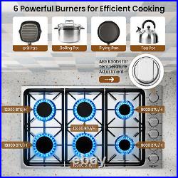 36 Inches Gas Cooktop NG/LP Convertible Gas Range Top with 6 Sealed Burners