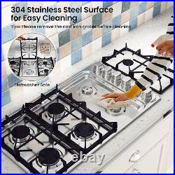 36 Inches Gas Cooktop NG/LP Convertible Gas Range Top with 6 Sealed Burners