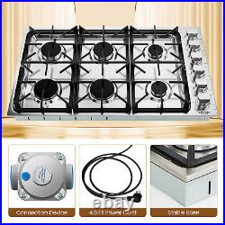 36 Inches Gas Cooktop NG/LP Convertible Gas Range Top with 6 Sealed Burners