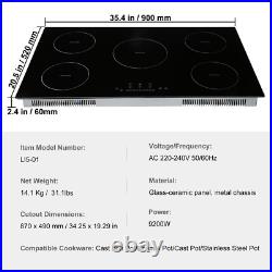 36 Induction Cooktop 5 Burners Built-in Electric Induction Cooker Touch 9200W