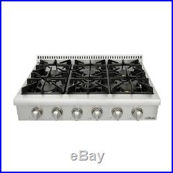 36 THOR KITCHEN Stainless HRT3618U Gas Cooktop Rangetop, Six Burners