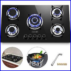 36 Tempered Glass Gas Cooktop 5 Burners Kitchen Cooktop High Heat Gas Cooking
