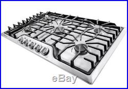 36 in. Gas Cooktop Stainless Steel 5 Burners Pilotless Ignition Heavy duty Iron