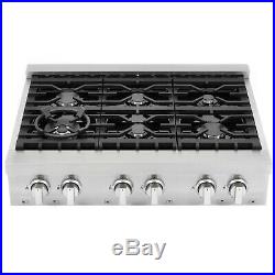 36 in. Gas Cooktop with 6 Italian Made Sealed Gas Burners in Stainless Steel