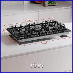 36 in. Gas Stove Cooktop with Italy SABAF 5-Burners NG/LPG Convertible in Black 36 in. Gas Stove Cooktop with Italy SABAF 5-Burners NG/LPG Convertible in Black