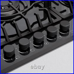 36 in. Gas Stove Cooktop with Italy SABAF 5-Burners NG/LPG Convertible in Black 36 in. Gas Stove Cooktop with Italy SABAF 5-Burners NG/LPG Convertible in Black