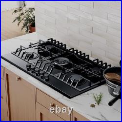 36 in. Gas Stove Cooktop with Italy SABAF 5-Burners NG/LPG Convertible in Black 36 in. Gas Stove Cooktop with Italy SABAF 5-Burners NG/LPG Convertible in Black