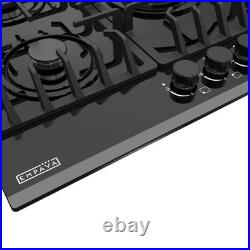 36 in. Gas Stove Cooktop with Italy SABAF 5-Burners NG/LPG Convertible in Black 36 in. Gas Stove Cooktop with Italy SABAF 5-Burners NG/LPG Convertible in Black