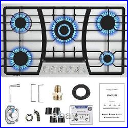 36'' inch 5 Burners Gas Cooktop Bulit-in Gas Stove Top Propane Stainless Steel