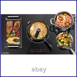 36 inch 7400W 5 Burner Electric Induction Cooktop Flexible Zone Stove Cooker Top