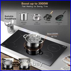 36 inch 7400W 5 Burner Electric Induction Cooktop Flexible Zone Stove Cooker Top