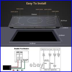 36 inch 7400W 5 Burner Electric Induction Cooktop Flexible Zone Stove Cooker Top