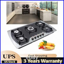 36 inch Gas Cooktop Built-in 5 Burners Stainless Steel Gas Stove NG/LPG Gas Hob