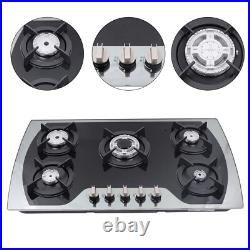 36 inch Gas Cooktop Built-in 5 Burners Stainless Steel Gas Stove NG/LPG Gas Hob 36 inch Gas Cooktop Built-in 5 Burners Stainless Steel Gas Stove NG/LPG Gas Hob
