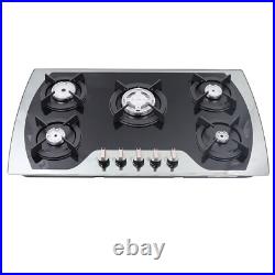36 inch Gas Cooktop Built-in 5 Burners Stainless Steel Gas Stove NG/LPG Gas Hob 36 inch Gas Cooktop Built-in 5 Burners Stainless Steel Gas Stove NG/LPG Gas Hob