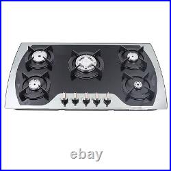 36 inch Gas Cooktop Built-in 5 Burners Stainless Steel Gas Stove NG/LPG Gas Hob 36 inch Gas Cooktop Built-in 5 Burners Stainless Steel Gas Stove NG/LPG Gas Hob