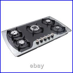36 inch Gas Cooktop Built-in 5 Burners Stainless Steel Gas Stove NG/LPG Gas Hob 36 inch Gas Cooktop Built-in 5 Burners Stainless Steel Gas Stove NG/LPG Gas Hob