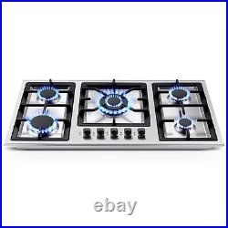 36 inch Gas Cooktop Kitchen 5-Burners Countertop Built-in Gas Stainless Steel