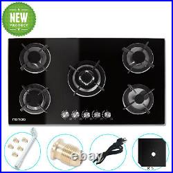 36 inches Gas Cooktop Built in 5 Burners Stove Hob Black Glass New Gas Cooker