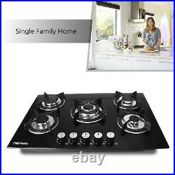 36 inches Gas Cooktop Built in 5 Burners Stove Hob Black Glass New Gas Cooker