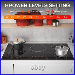 36Inch Electric Cooktop 5 Burner Induction Cooktop Cooker Touch Control Timer US